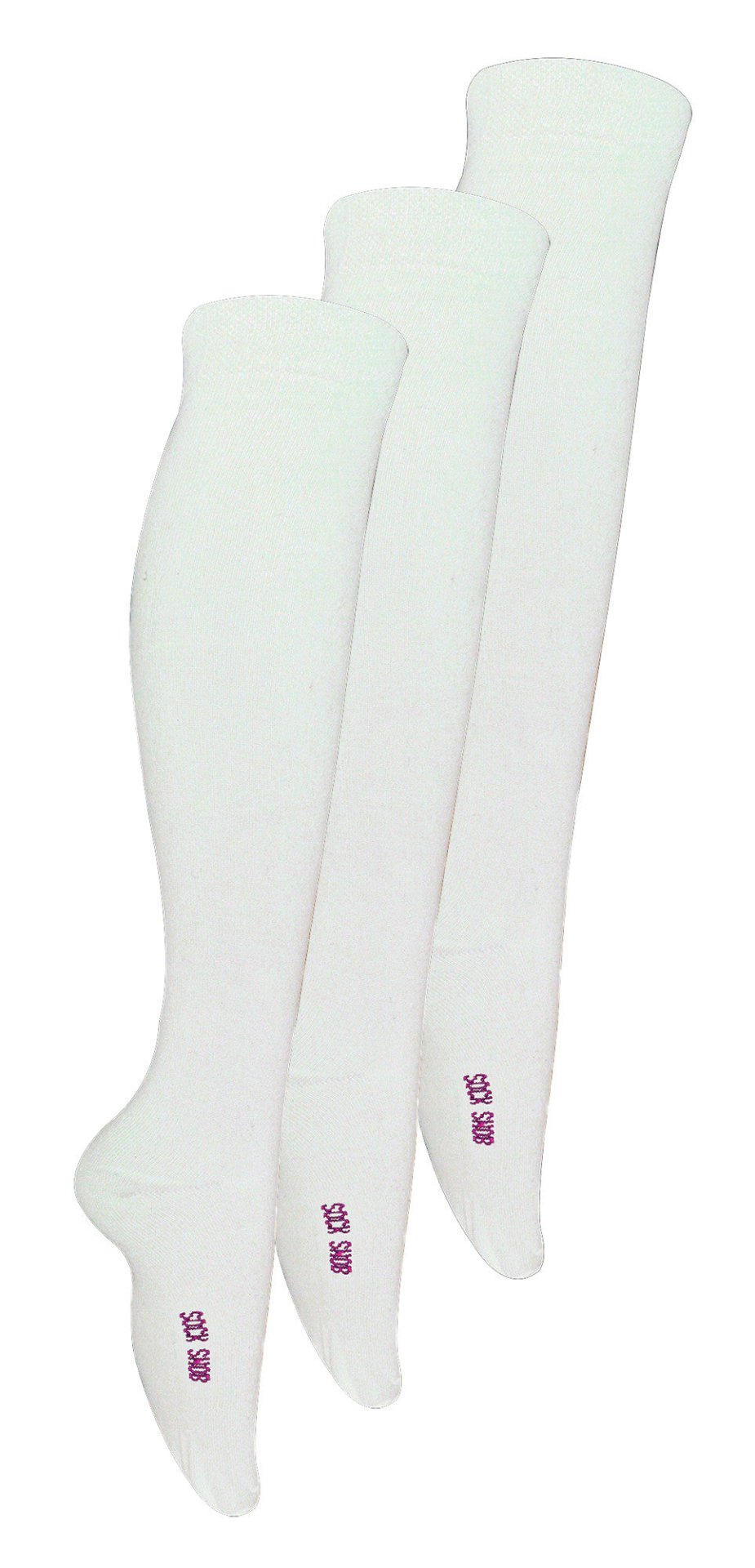 3 Pairs Girls Plain Knee High Bamboo Socks - Nexellus