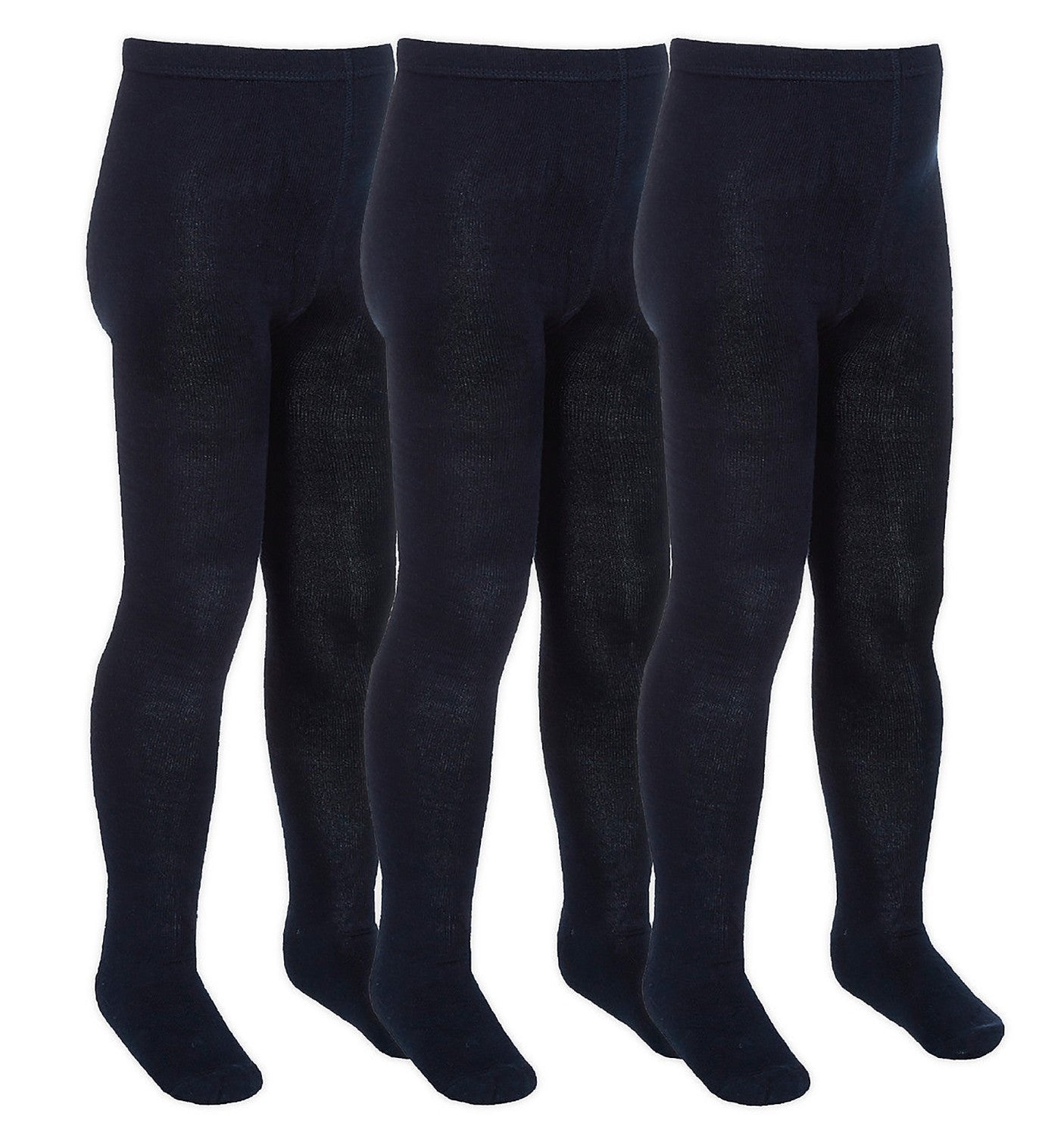 3 Pairs Girls Plain Soft Bamboo School Tights - Nexellus