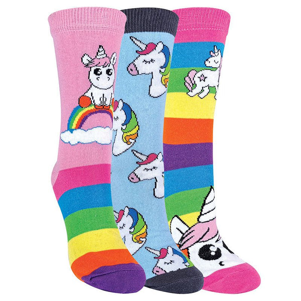 3 Pairs Girls Rainbow Unicorn Socks - Nexellus