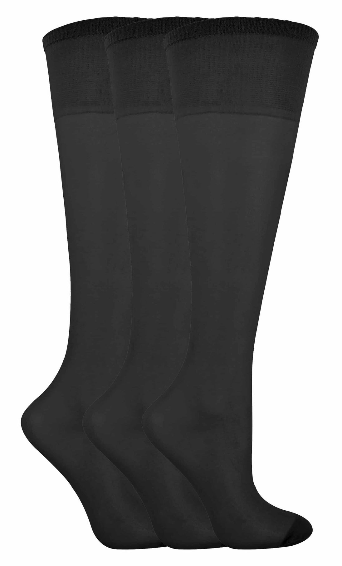 3 Pairs Ladies 15 Denier Nylon Knee High Pop Socks - Nexellus