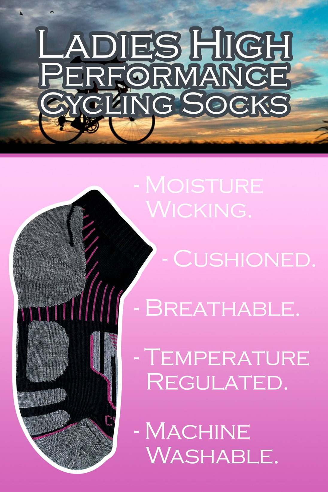 3 Pairs Ladies Anti Sweat Ankle Cycling Socks - Nexellus