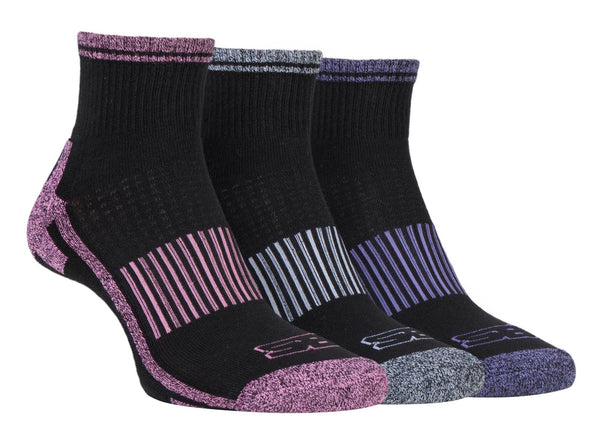 3 Pairs Ladies Breathable Cushioned Ankle Socks - Nexellus