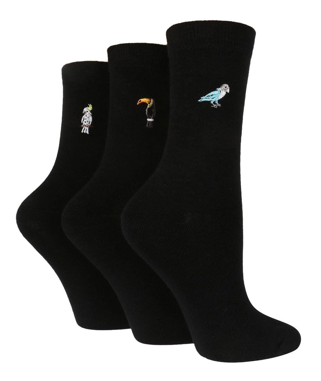 3 Pairs Ladies Cotton Socks | Embroidered - Nexellus