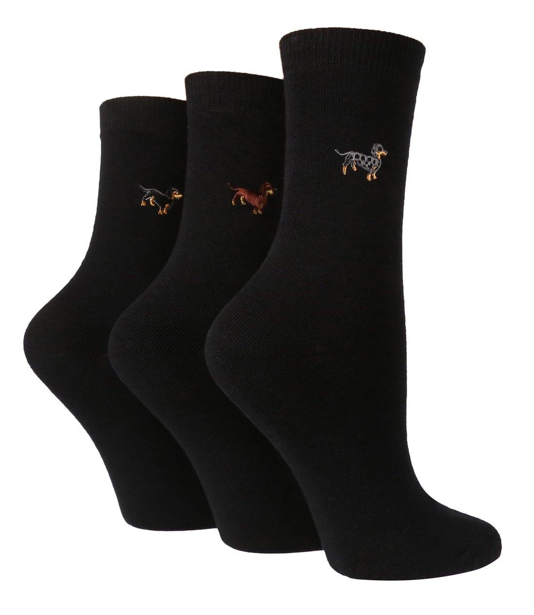 3 Pairs Ladies Cotton Socks | Embroidered - Nexellus