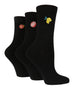 3 Pairs Ladies Cotton Socks | Embroidered - Nexellus