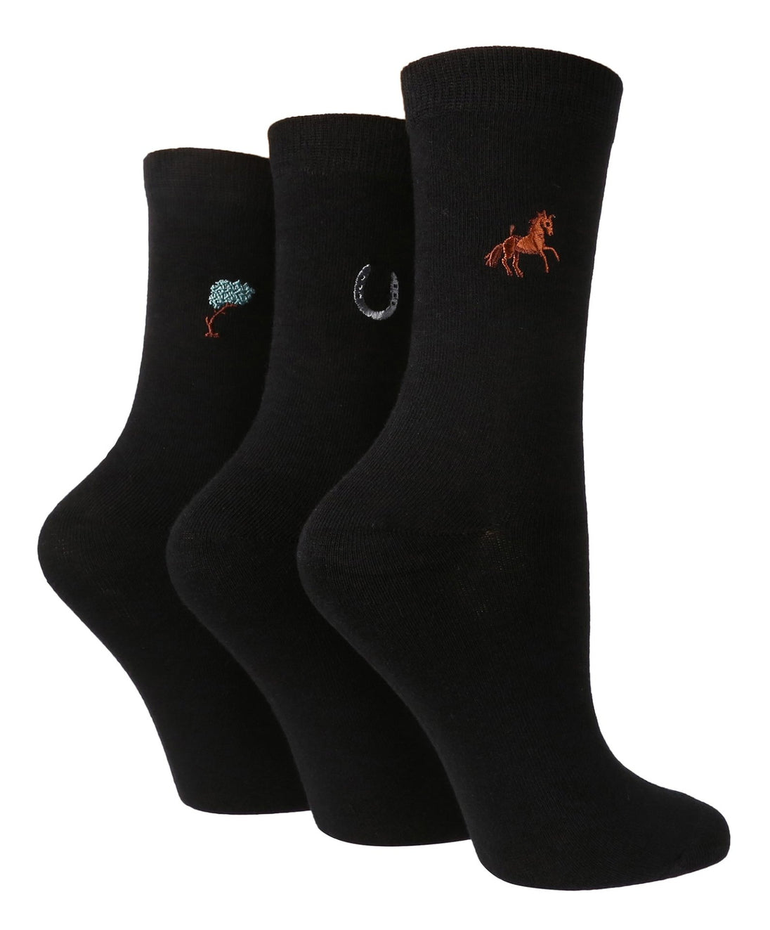 3 Pairs Ladies Cotton Socks | Embroidered - Nexellus