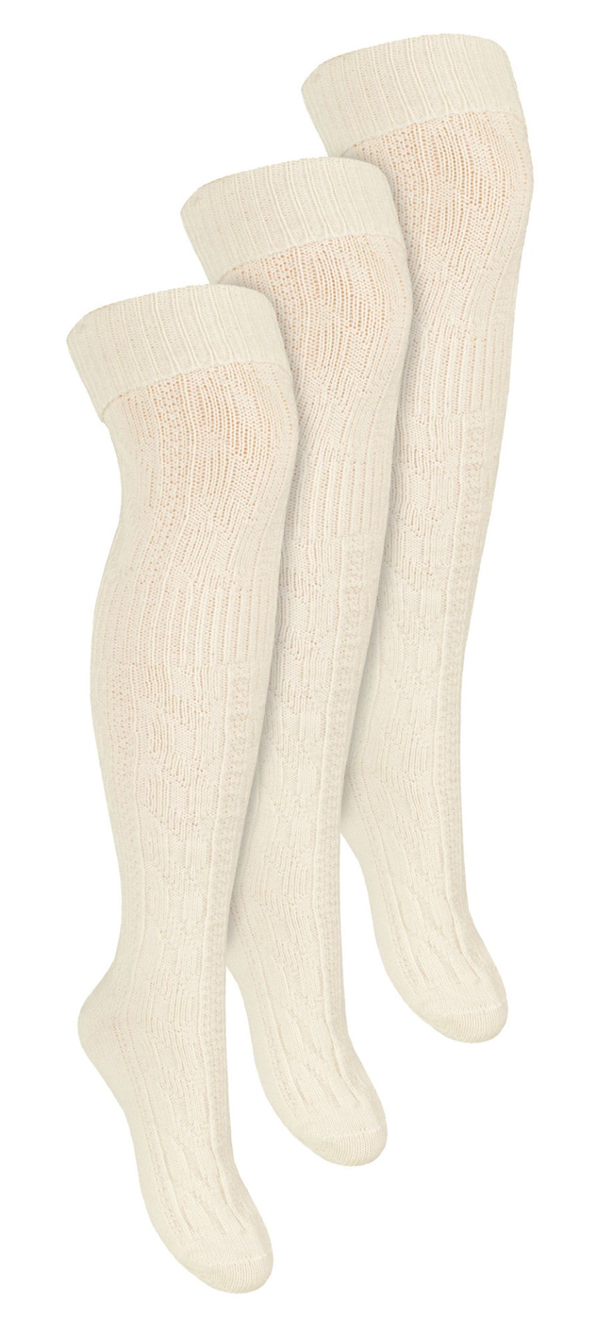 3 Pairs Ladies Extra Long Over The Knee Wool Socks - Nexellus