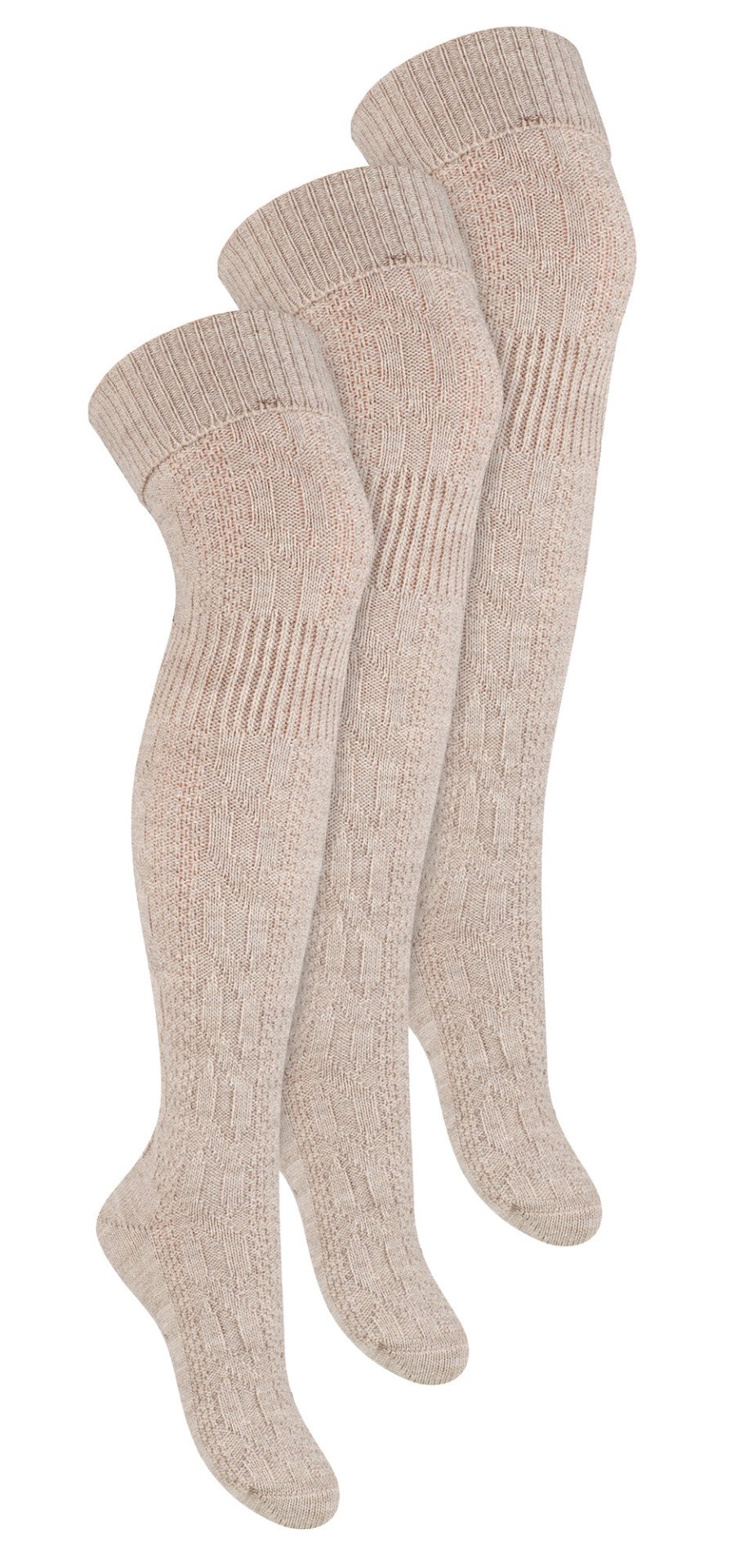 3 Pairs Ladies Extra Long Over The Knee Wool Socks - Nexellus