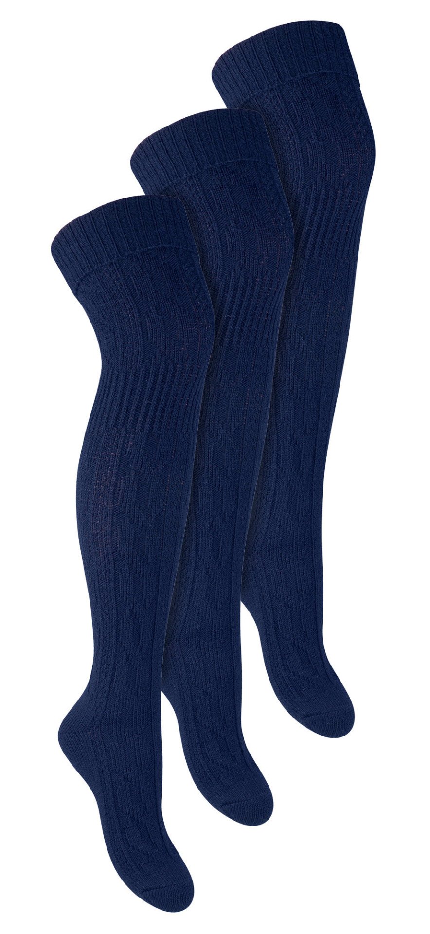 3 Pairs Ladies Extra Long Over The Knee Wool Socks - Nexellus