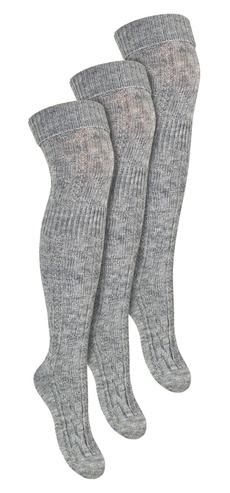 3 Pairs Ladies Extra Long Over The Knee Wool Socks - Nexellus