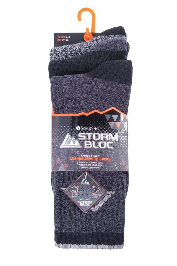 3 Pairs Ladies Lightweight Cotton Hiking Socks - Nexellus