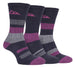 3 Pairs Ladies Padded Sole Cotton Hiking Socks - Nexellus