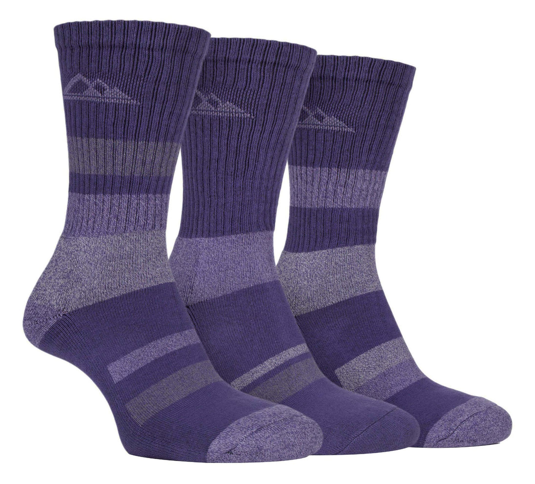 3 Pairs Ladies Padded Sole Cotton Hiking Socks - Nexellus