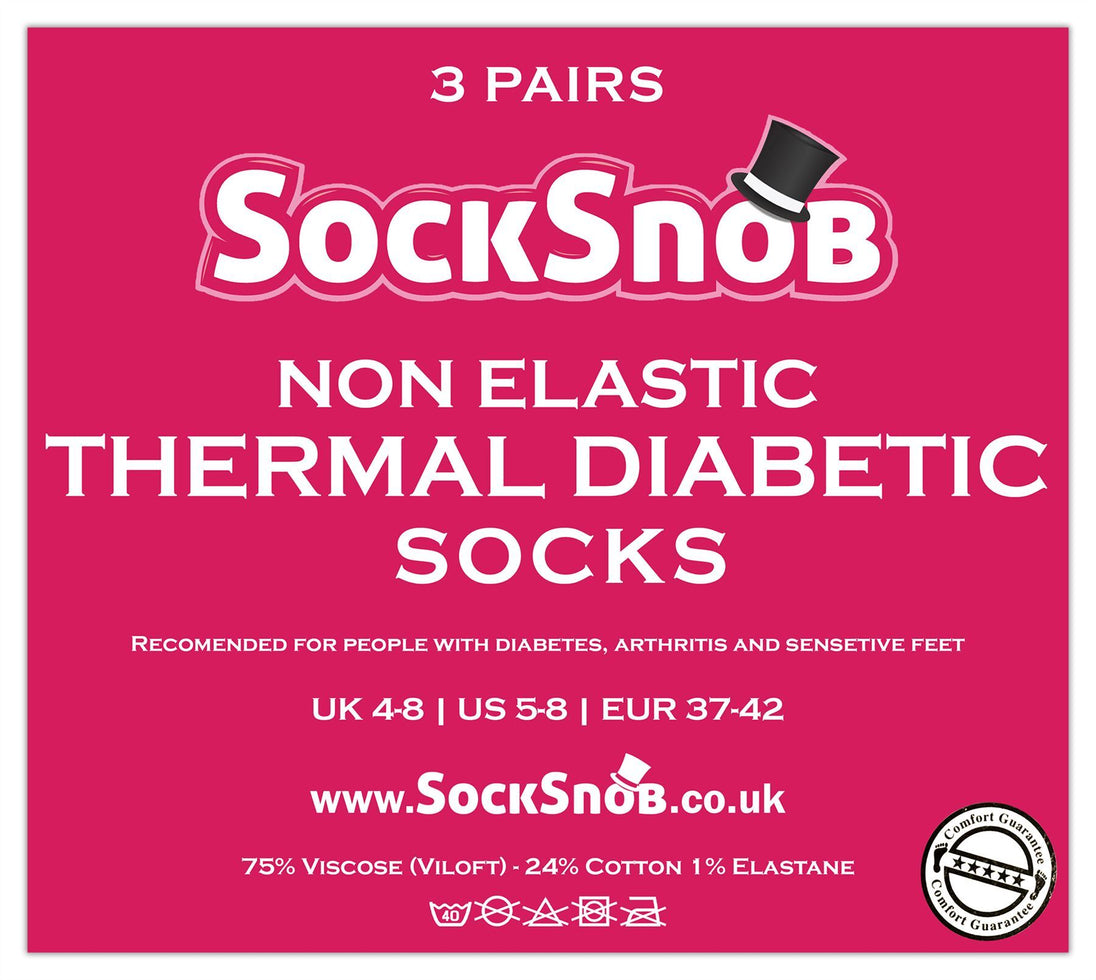 3 Pairs Ladies Thermal Diabetic Socks (4 - 8 UK / THRDIAL01) - Nexellus