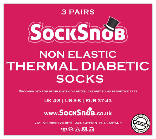 3 Pairs Ladies Thermal Diabetic Socks (4 - 8 UK / THRDIAL05) - Nexellus