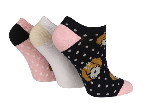 3 Pairs Ladies Trainer Socks | Animals - Nexellus