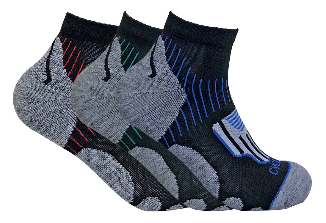 3 Pairs Mens Anti Blister Ankle Cycling Socks - Nexellus