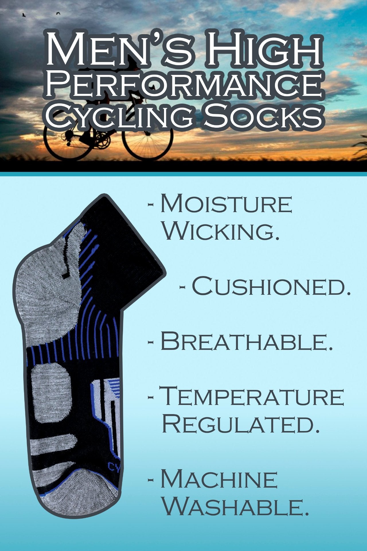 3 Pairs Mens Anti Blister Ankle Cycling Socks - Nexellus