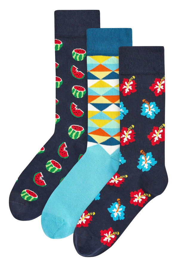 3 Pairs Mens Colourful Novelty Dress Socks - Nexellus