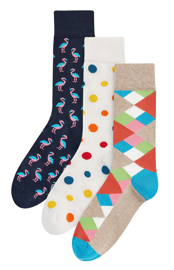 3 Pairs Mens Colourful Novelty Dress Socks - Nexellus