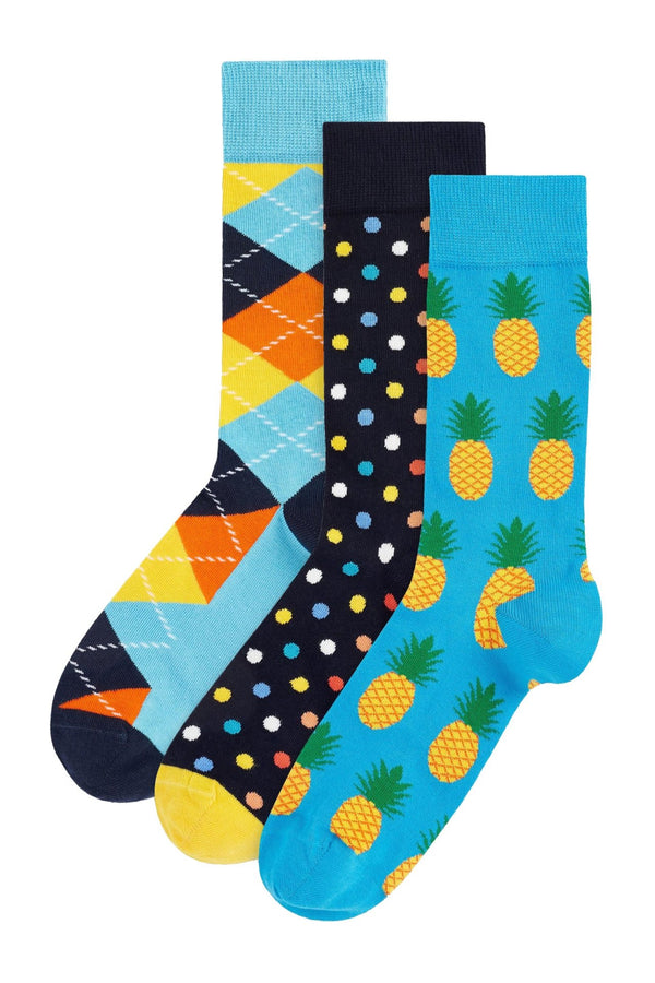 3 Pairs Mens Colourful Novelty Dress Socks - Nexellus