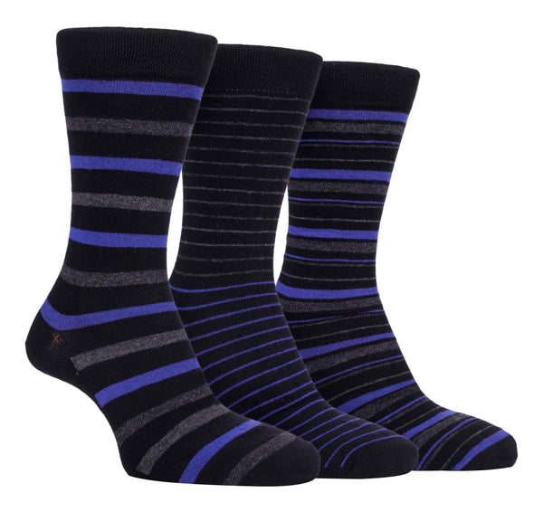 3 Pairs Mens Colourful Plain Striped Bamboo Socks - Nexellus