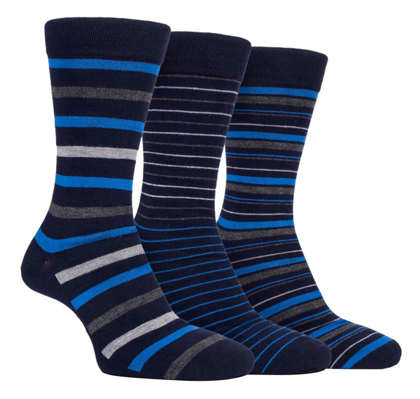 3 Pairs Mens Colourful Plain Striped Bamboo Socks - Nexellus