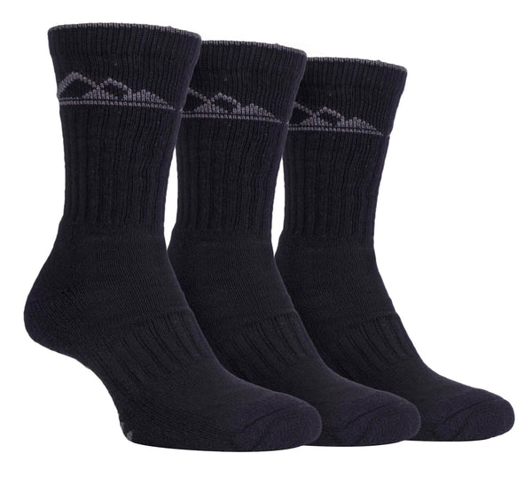 3 Pairs Mens Cushioned Cotton Rich Hiking Socks - Nexellus