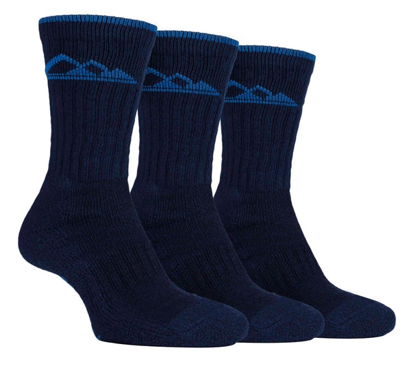 3 Pairs Mens Cushioned Cotton Rich Hiking Socks - Nexellus