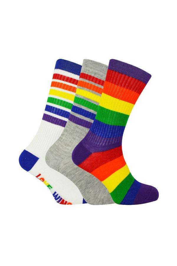 3 Pairs Mens Novelty Gay Pride Rainbow Socks - Nexellus