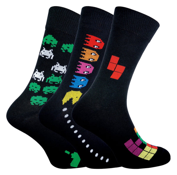 3 Pairs Mens Retro Gaming Novelty Video Game Socks - Nexellus