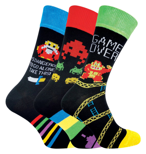 3 Pairs Mens Retro Gaming Novelty Video Game Socks - Nexellus