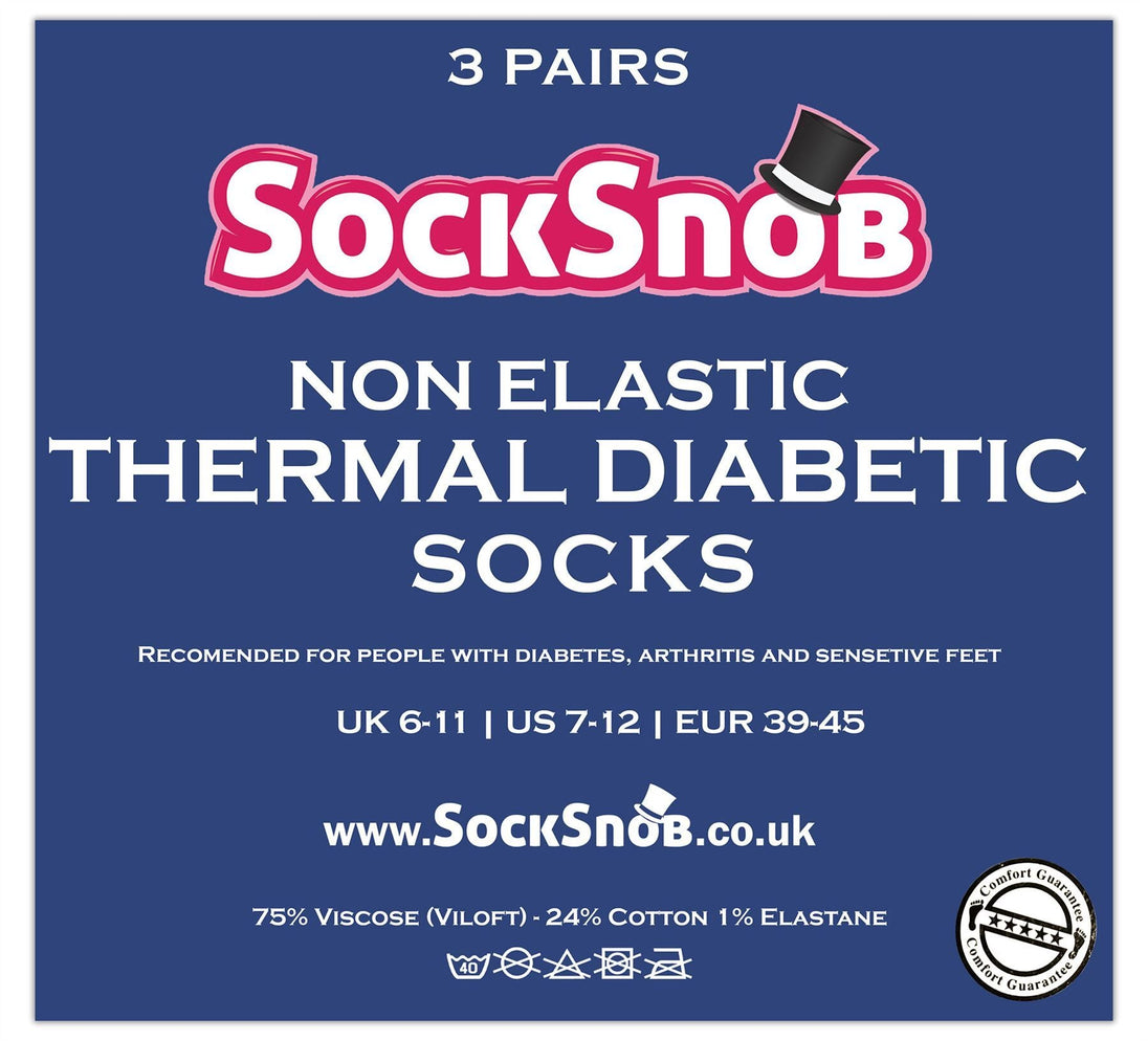 3 Pairs Mens Thermal Diabetic Socks (6 - 11 UK / THRDIAM03)BLU - Nexellus