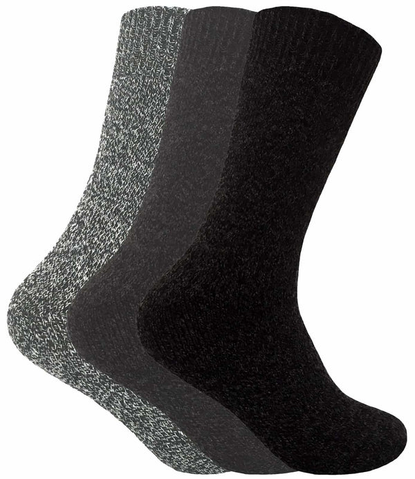 3 Pairs Mens Thick Thermal Wool Blend Hiking Socks - Nexellus