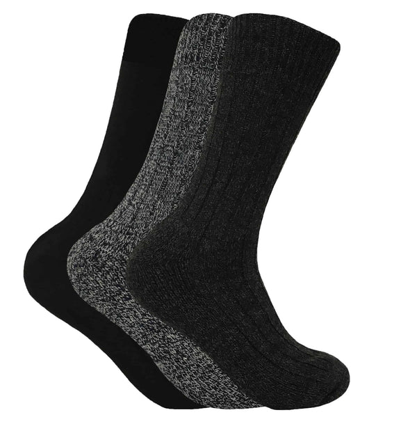 3 Pairs Mens Thick Warm Wool Blend Hiking Socks - Nexellus