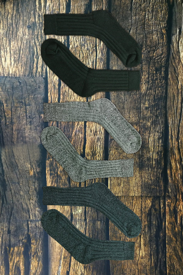 3 Pairs Mens Thick Warm Wool Blend Hiking Socks - Nexellus