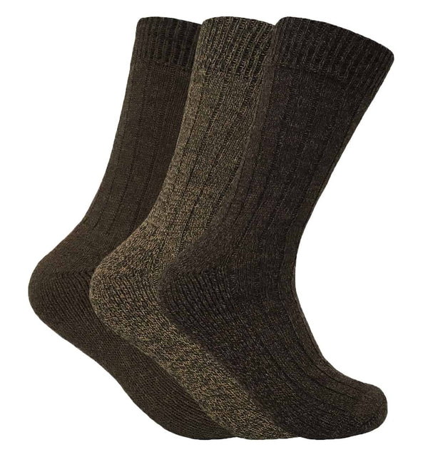 3 Pairs Mens Thick Warm Wool Blend Hiking Socks - Nexellus