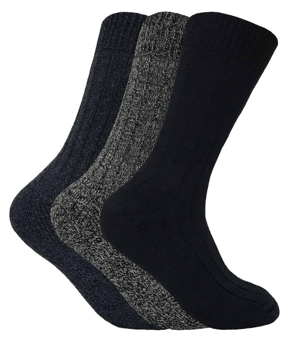 3 Pairs Mens Thick Warm Wool Blend Hiking Socks - Nexellus