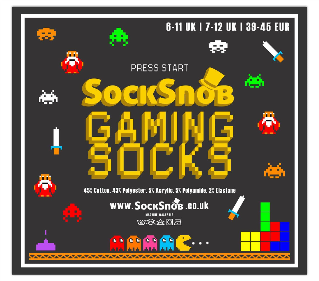 3 Pairs Retro Gaming Socks (6 - 11 UK / Gaming Controllers) - Nexellus