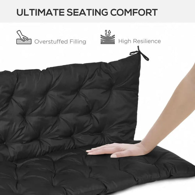3 seater garden bench cushion outdoor seat pad with ties black Nexellus