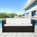 3 seater rattan sofa brown wicker weave metal frame chair outdoor - Nexellus