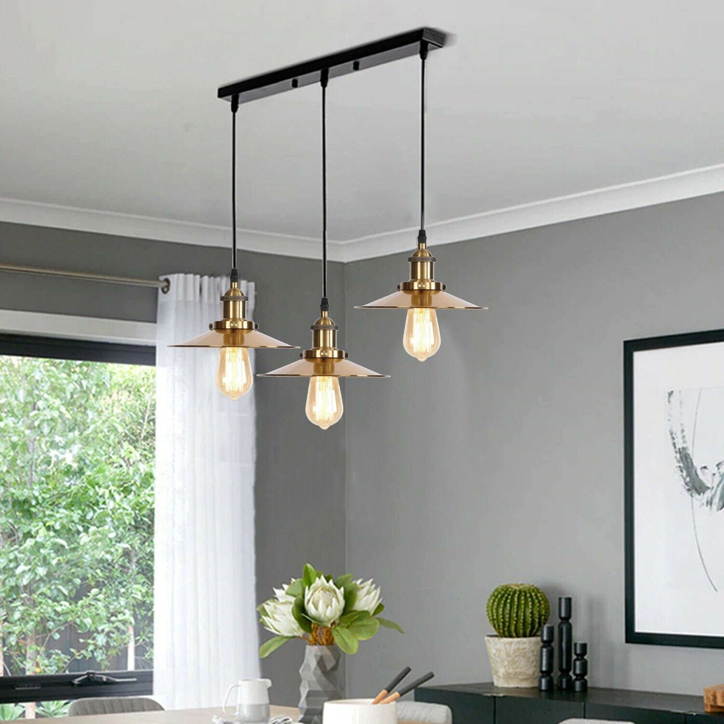 3 Way Modern Ceiling Pendant Cluster Light Fitting Industrial Pendant Lampshade~2139 - Nexellus