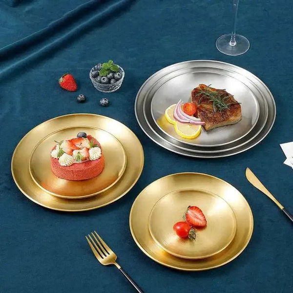 304 korean stainless steel plate barbecue plate simple buffet plate - Nexellus