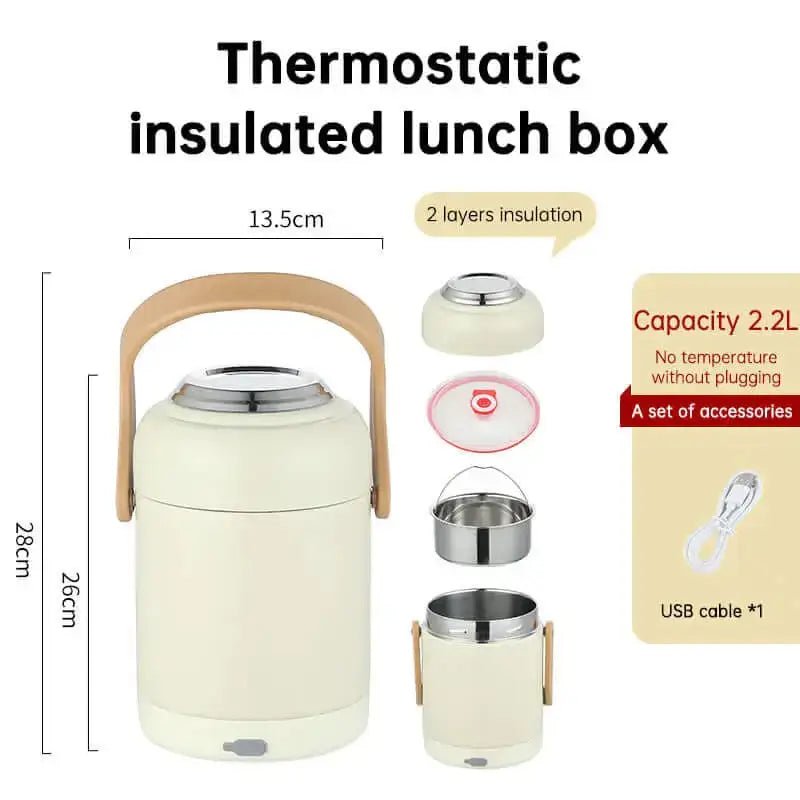 304 stainless steel insulated lunch box heatable constant temperature - Nexellus