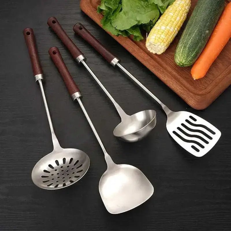 304 stainless steel kitchen utensil set with wooden handle new design - Nexellus