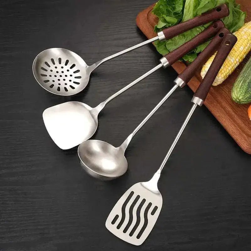 304 stainless steel kitchen utensil set with wooden handle new design - Nexellus