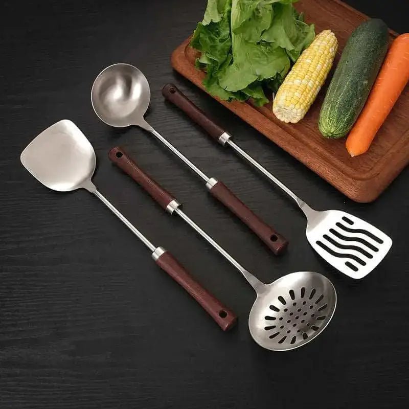 304 stainless steel kitchen utensil set with wooden handle new design - Nexellus