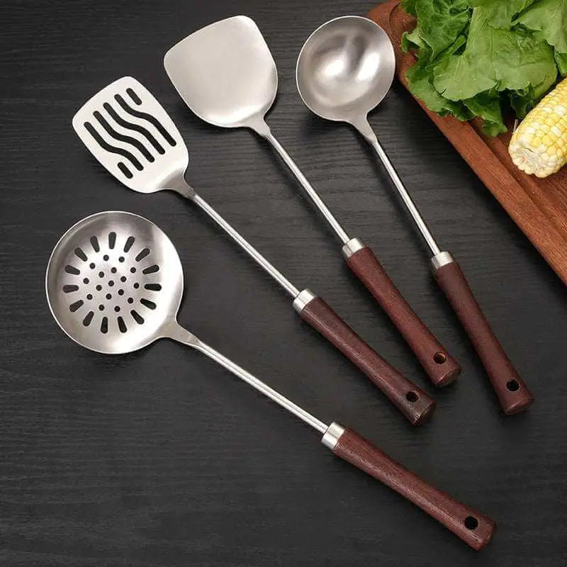 304 stainless steel kitchen utensil set with wooden handle new design Nexellus