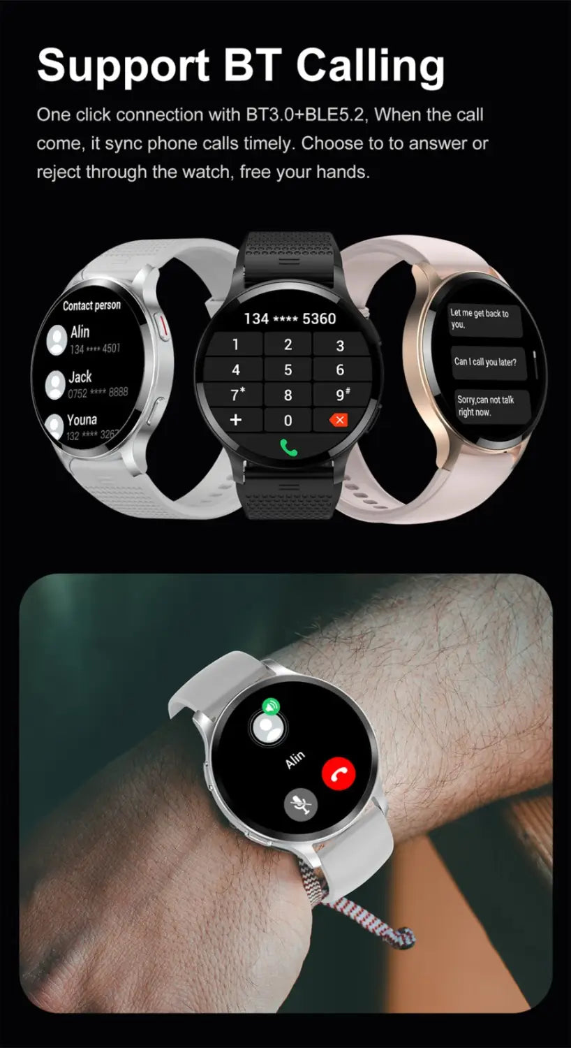 Men and women waterproof bluetooth call smart watch heart