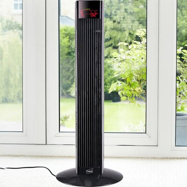 36’ free standing 3 speed tower fan with remote control - black - Nexellus